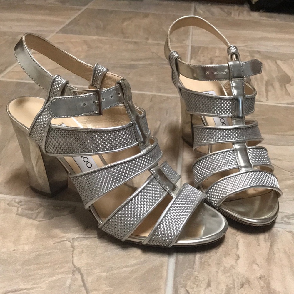 Jimmy Choo silver strappy sandals
